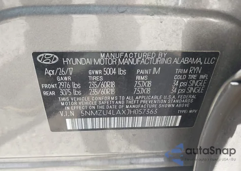 2018 Hyundai Santa Fe Sport 2.0T из США, поврежденный, VIN 5NMZU4LAXJH057363